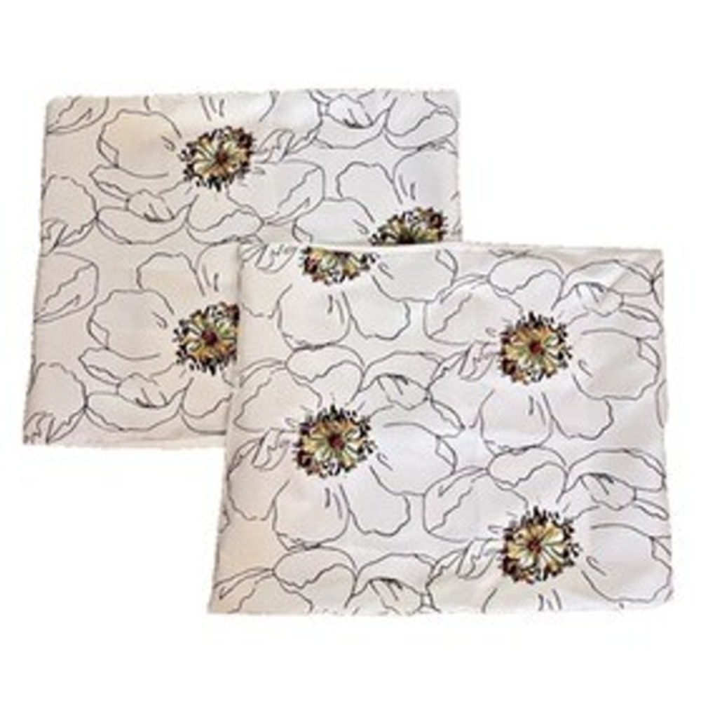 Martha Stewart Collection EURO SHAM Pillow Case 24" Set Of 2 Cream Floral Design
